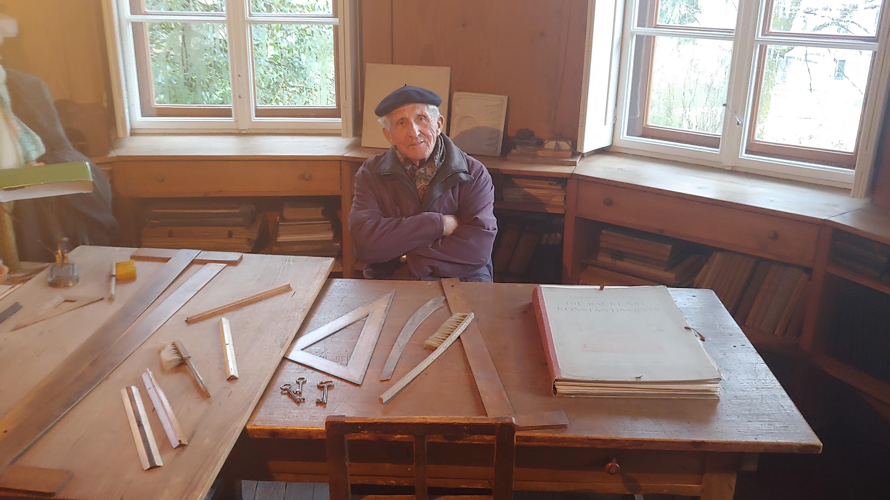 Architect Andrej Lodrant sat in his chair in Plečnik’s drawing room during his visit to the Plečnik House